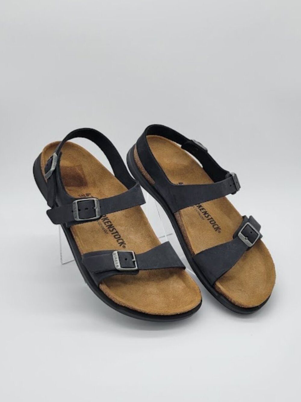 BIRKENSTOCK Sonora Oiled Leather Sandals Black Women’s EU 42 Adjustable Straps